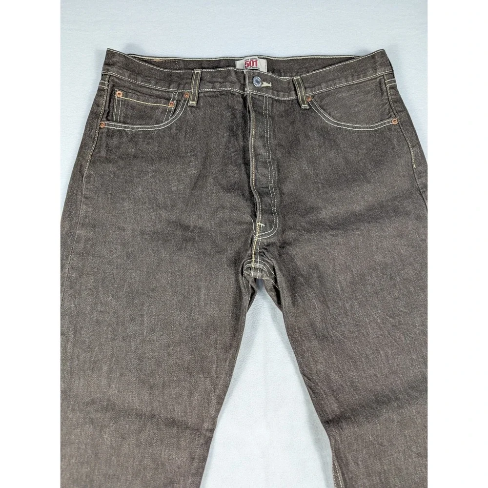 Y2K Levi's 501 Button Fly Classic Straight Leg Mens‎ Jeans Brown Size 38